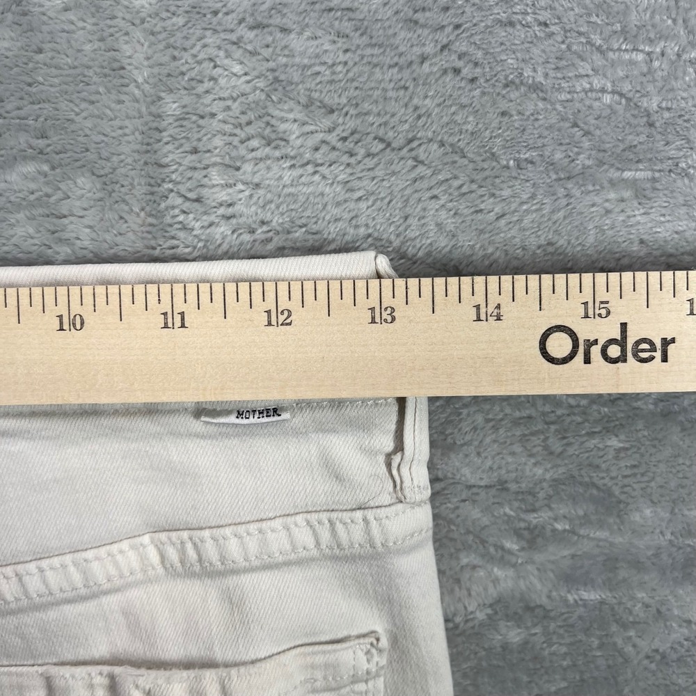 MOTHER High Waisted Looker Ankle Fray Jeans Stayin Alive White Size 26 - Picture 8 of 9